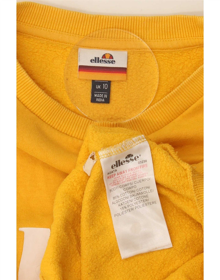 Ellesse Dame Grafisk Oversized Sweatshirt Jumper UK 10 Lille Gul