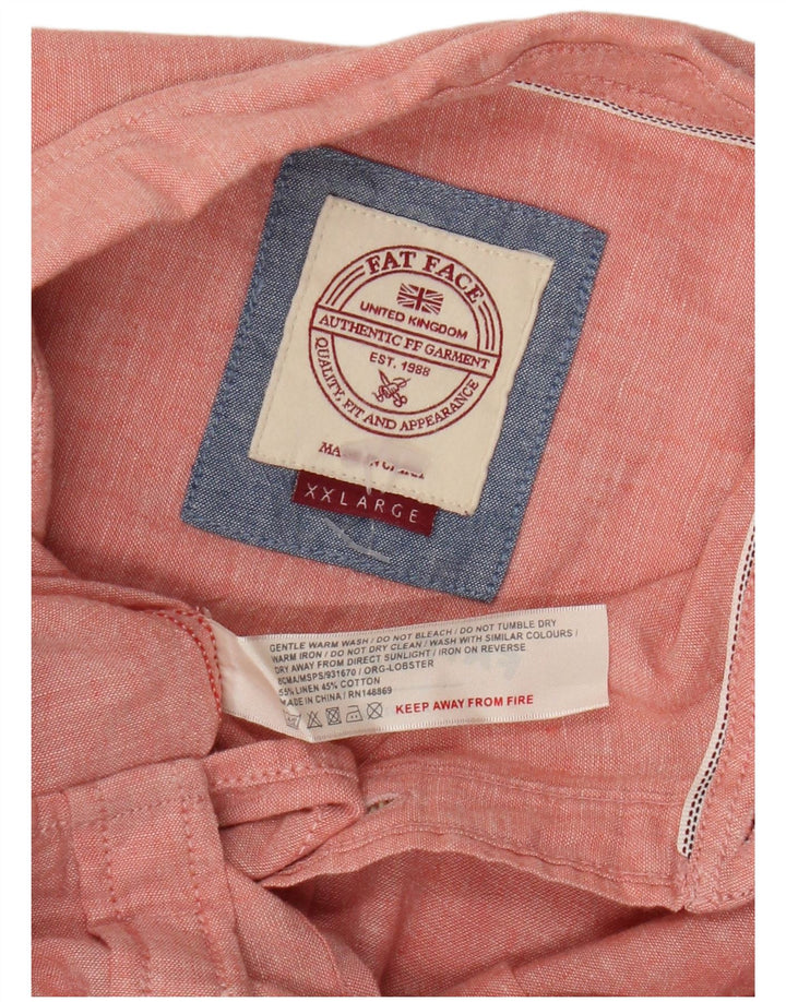 FAT FACE Kortærmet herreskjorte 2XL Pink Linen