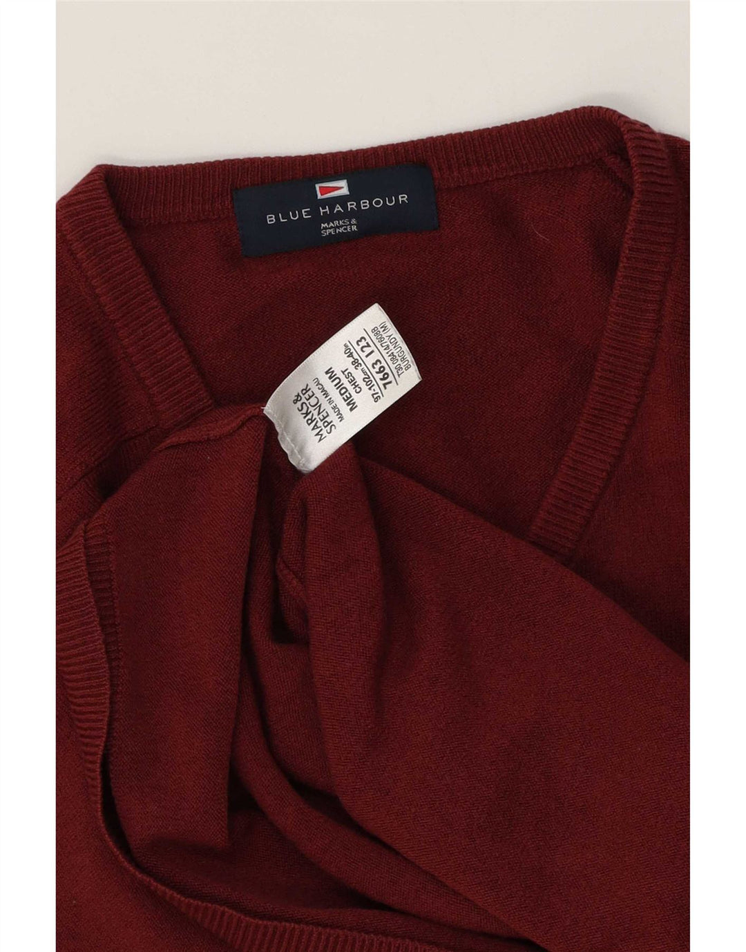 Marks & Spencer Herre Blue Harbor V-hals sweater Medium Burgundy