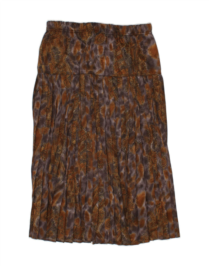 CONFEZIONI Womens Abstract Pattern Knife Pleated Skirt W28 Medium Brown Vintage Confezioni and Second-Hand Confezioni from Messina Hembry 