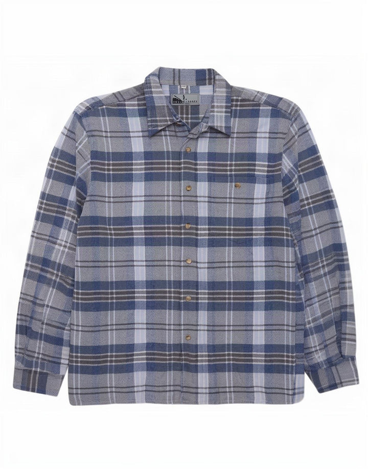 Fellini herre flannelskjorte 2XL blå ternet bomuld