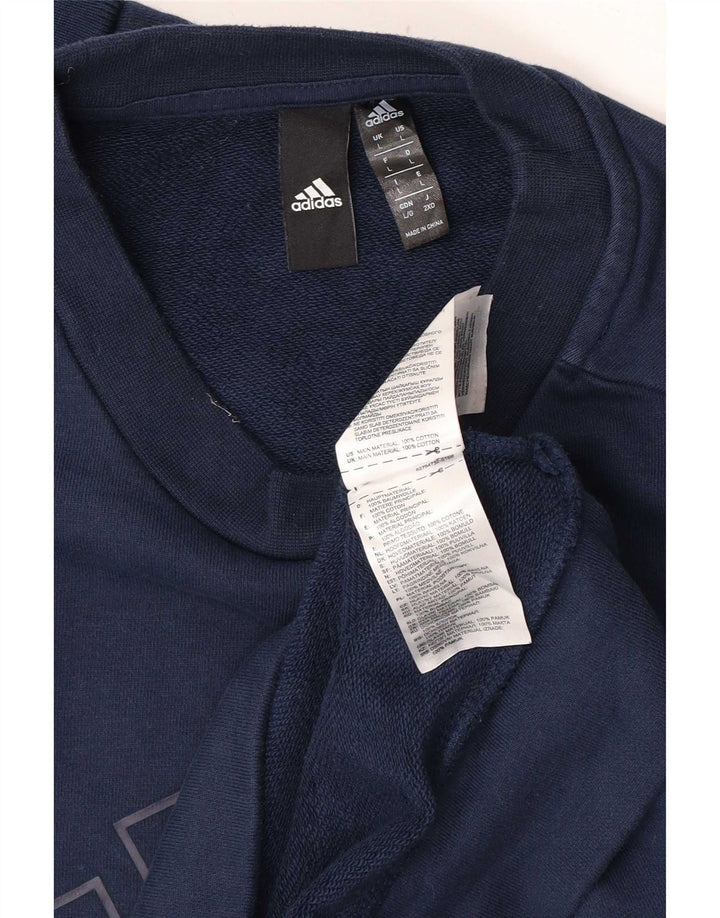 Adidas Herre Graphic Regular Fit Sweatshirt Jumper Large Marineblå Bomuld