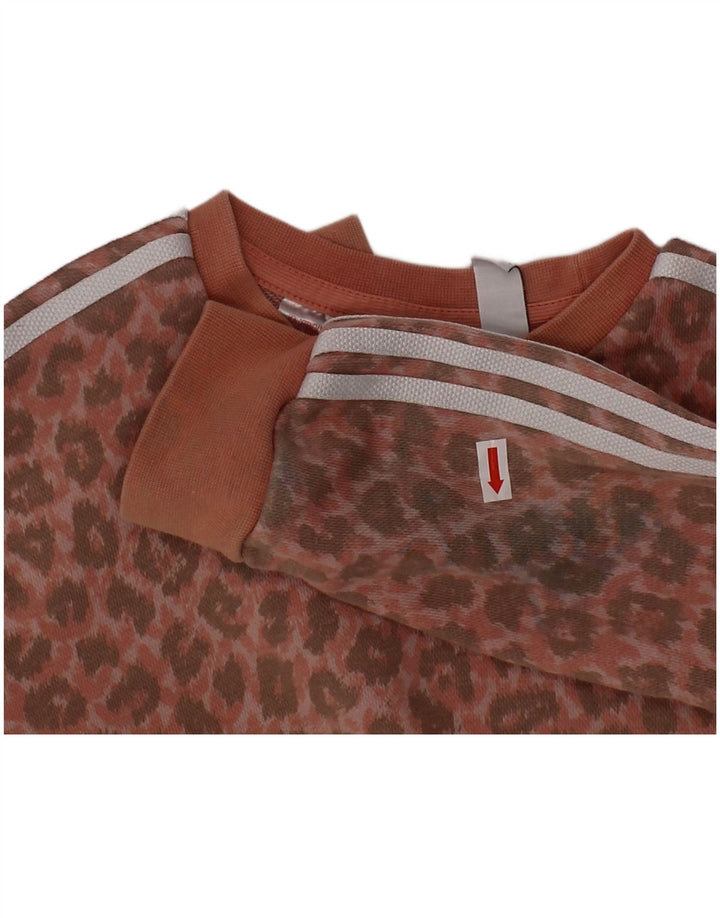 ADIDAS Baby Girls hel træningsdragt 18-24 måneder Pink Animal Print Bomuld