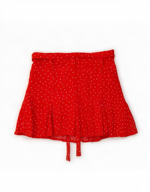 Zara Womens High Rise Shorts UK 4 XS W24 Red Spotted Viscose