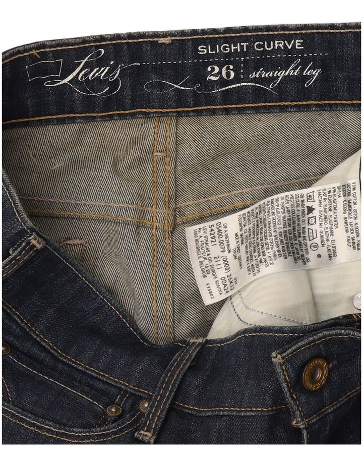 Levi's Dame Slight Curve Straight Jeans W26 L32 Marineblå Bomuld