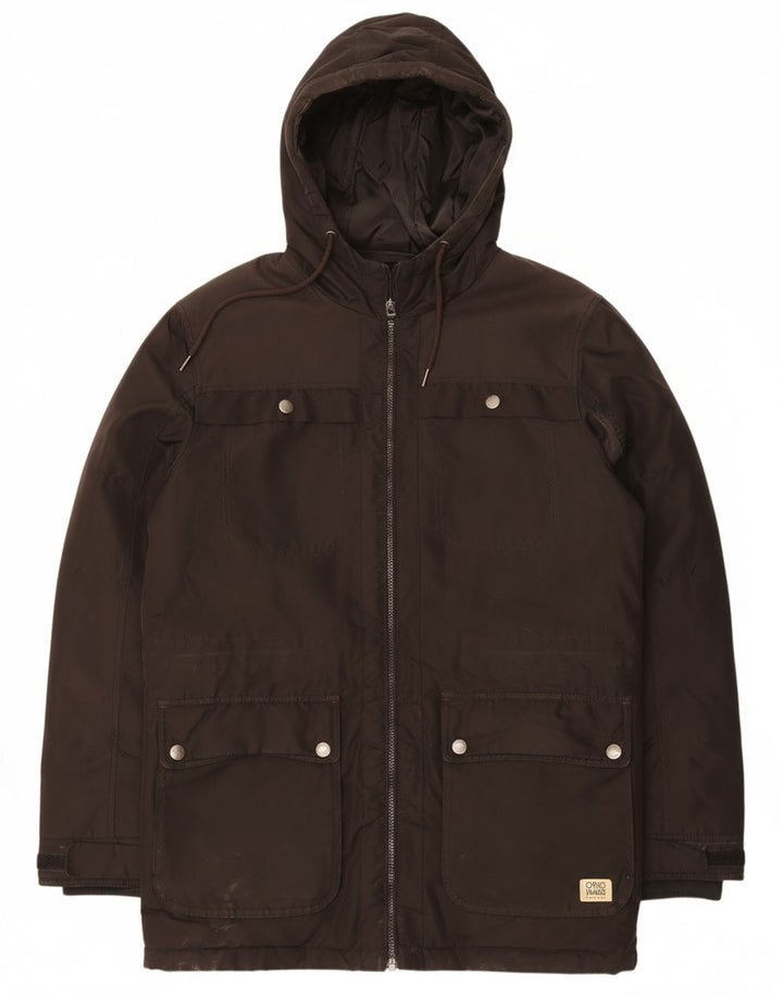 JACK & JONES Mens Hooded Utility Jacket UK 40 Large Black Polyester