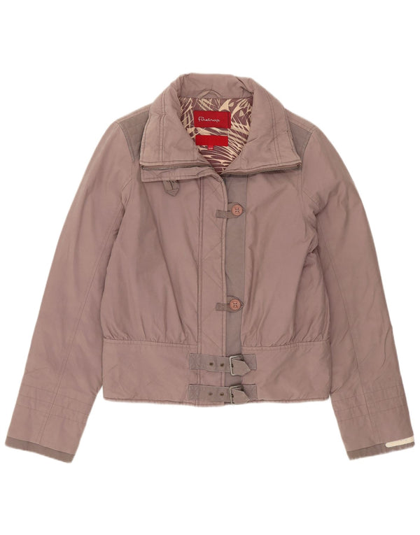 Firetrap Womens Bomber Jacket UK 10 Small Grå Bomuld