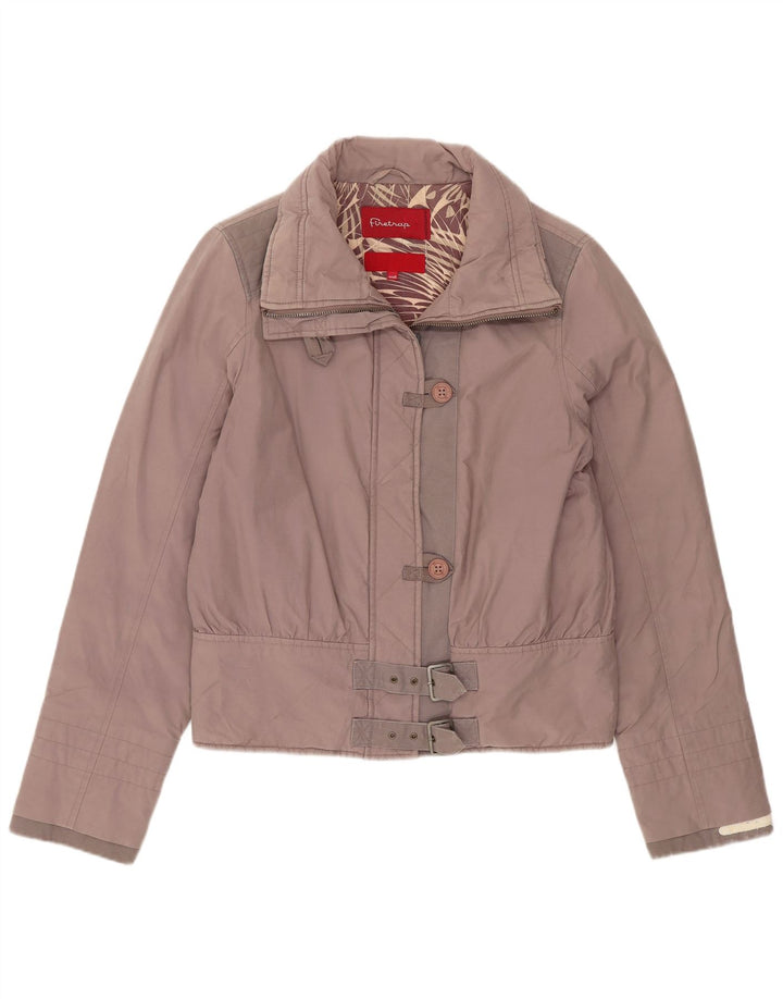 Firetrap Womens Bomber Jacket UK 10 Small Grå Bomuld