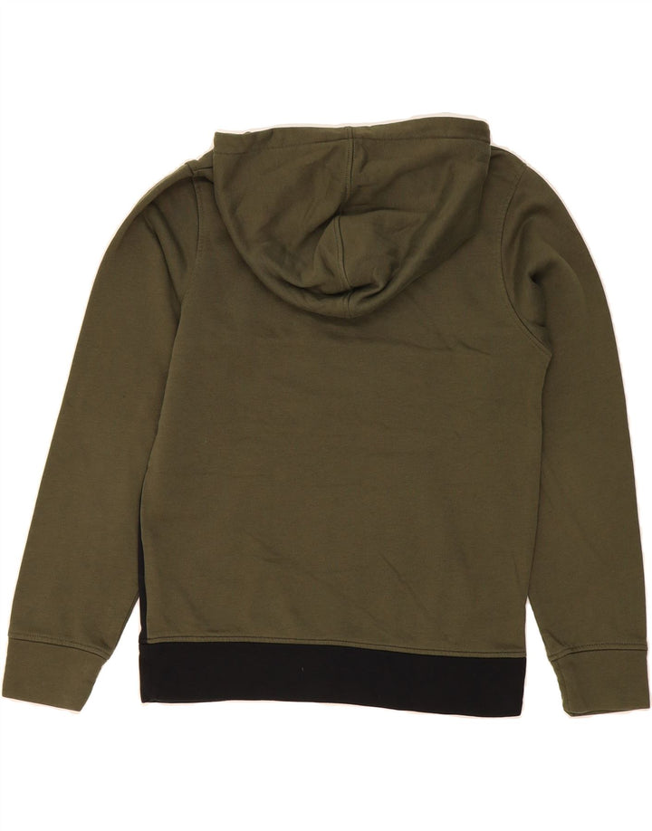 JACK & JONES Mens Graphic Hoodie Jumper Small Khaki Colourblock Polyester Vintage Jack & Jones and Second-Hand Jack & Jones from Messina Hembry 