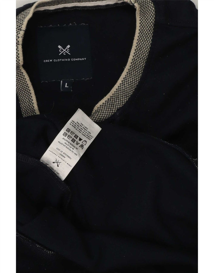 Crew Beklædning Herre Sweatshirt Jumper Large Navy Blue Colourblock Polyester