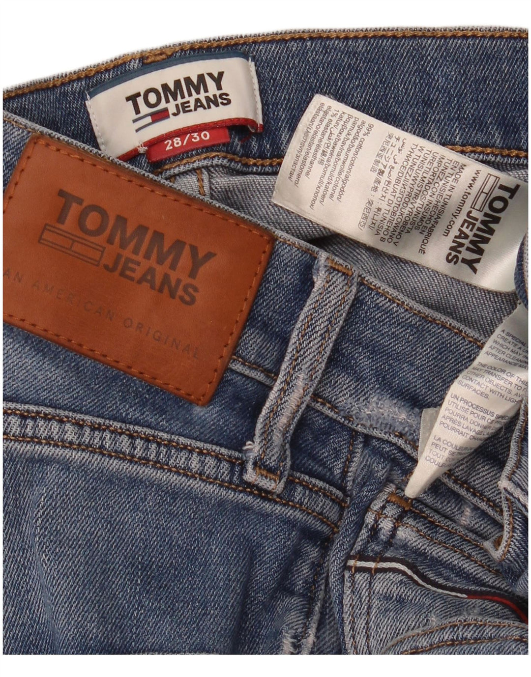 Tommy Hilfiger Herre Distressed Slim Jeans W28 L30 Blå Bomuld