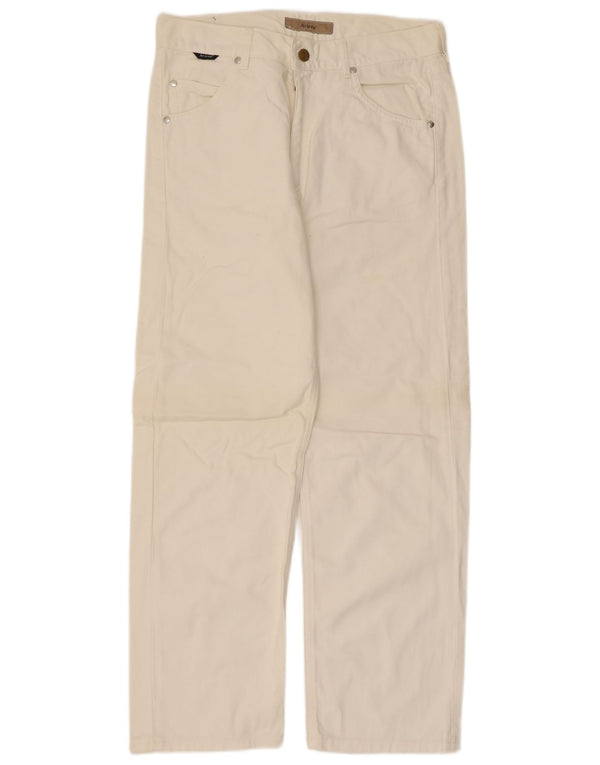 Avirex Mens Straight Casual Trousers W32 L28 Off White Cotton