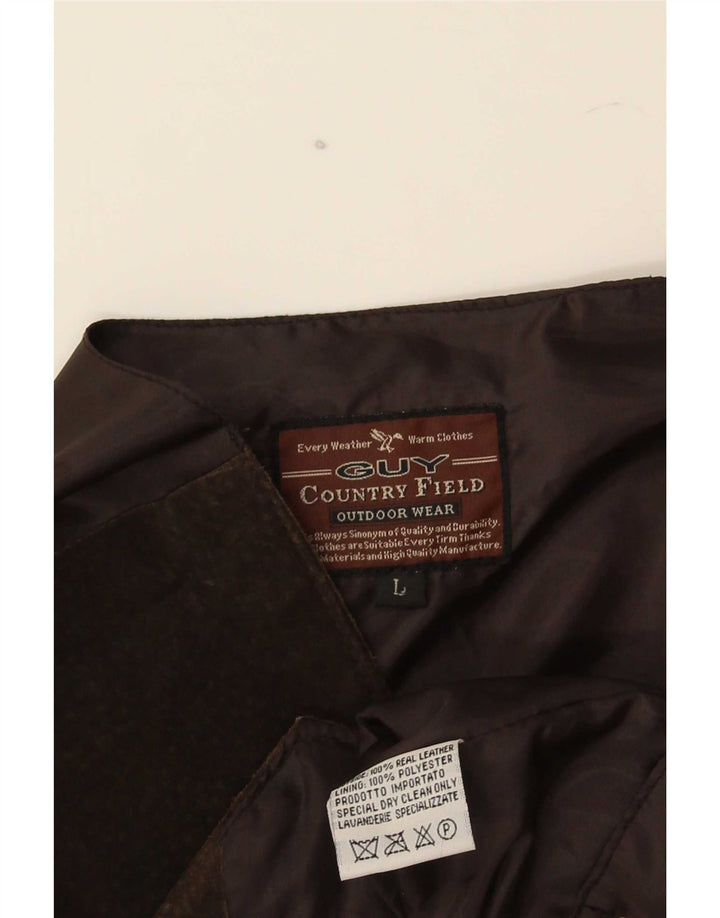Vintage herre ruskind vest stort brunt læder