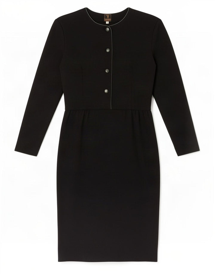 Trussardi Dame Langærmet Skede Kjole IT 42 Medium Sort