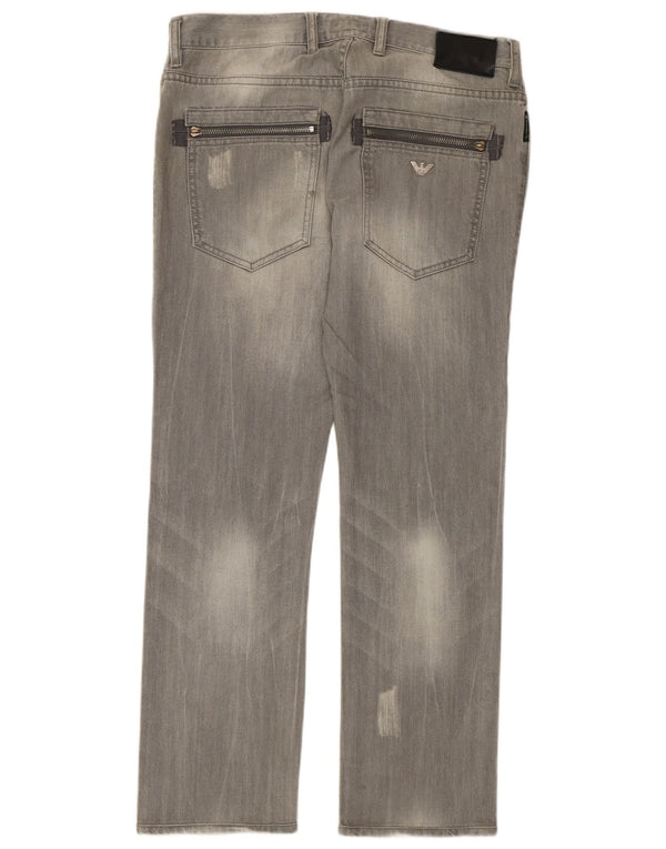 Armani Herre Distressed Straight Jeans W32 L29 Grå Bomuld