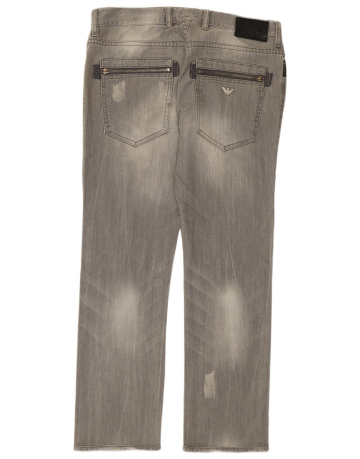 Armani Herre Distressed Straight Jeans W32 L29 Grå Bomuld