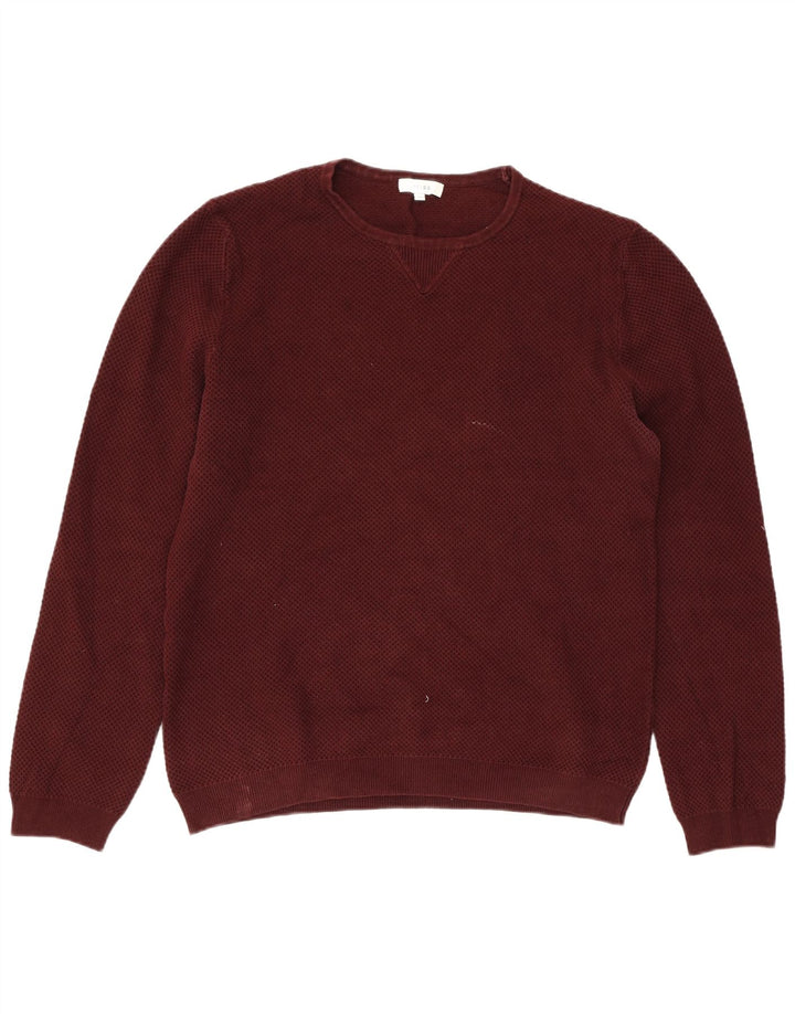 REISS sweater med rund hals til mænd Medium rødbrun bomuld
