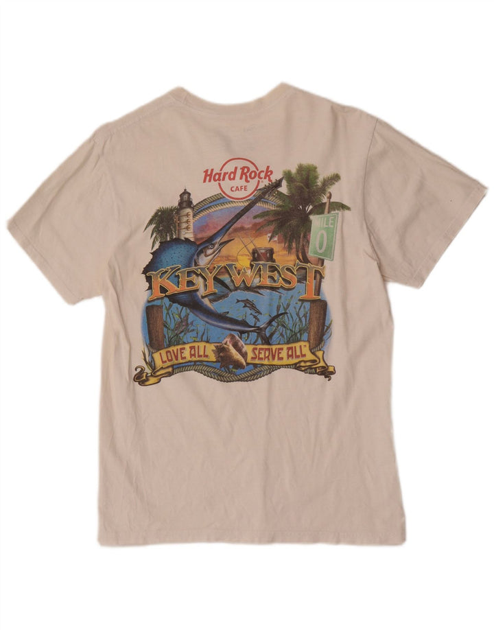 Hard Rock Cafe Herre Key West Grafisk T-Shirt Top Medium Hvid Bomuld