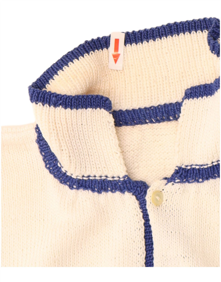 Vintage herre polo hals sweater medium hvid geometrisk