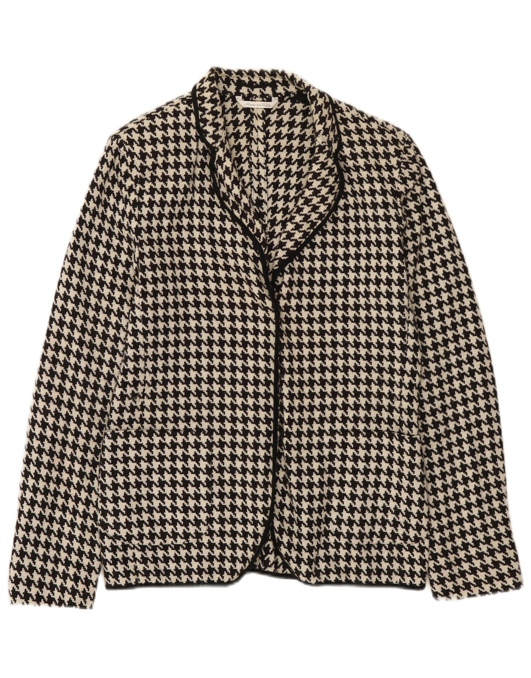 Max Mara Dame Blazer Jacket UK 10 Small Black Houndstooth Uld