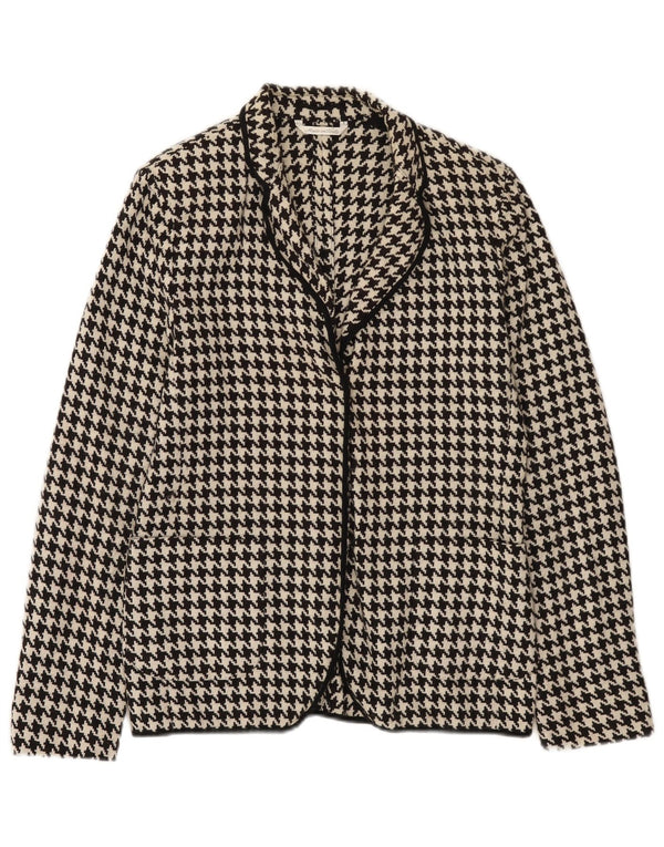 Max Mara Dame Blazer Jacket UK 10 Small Black Houndstooth Uld