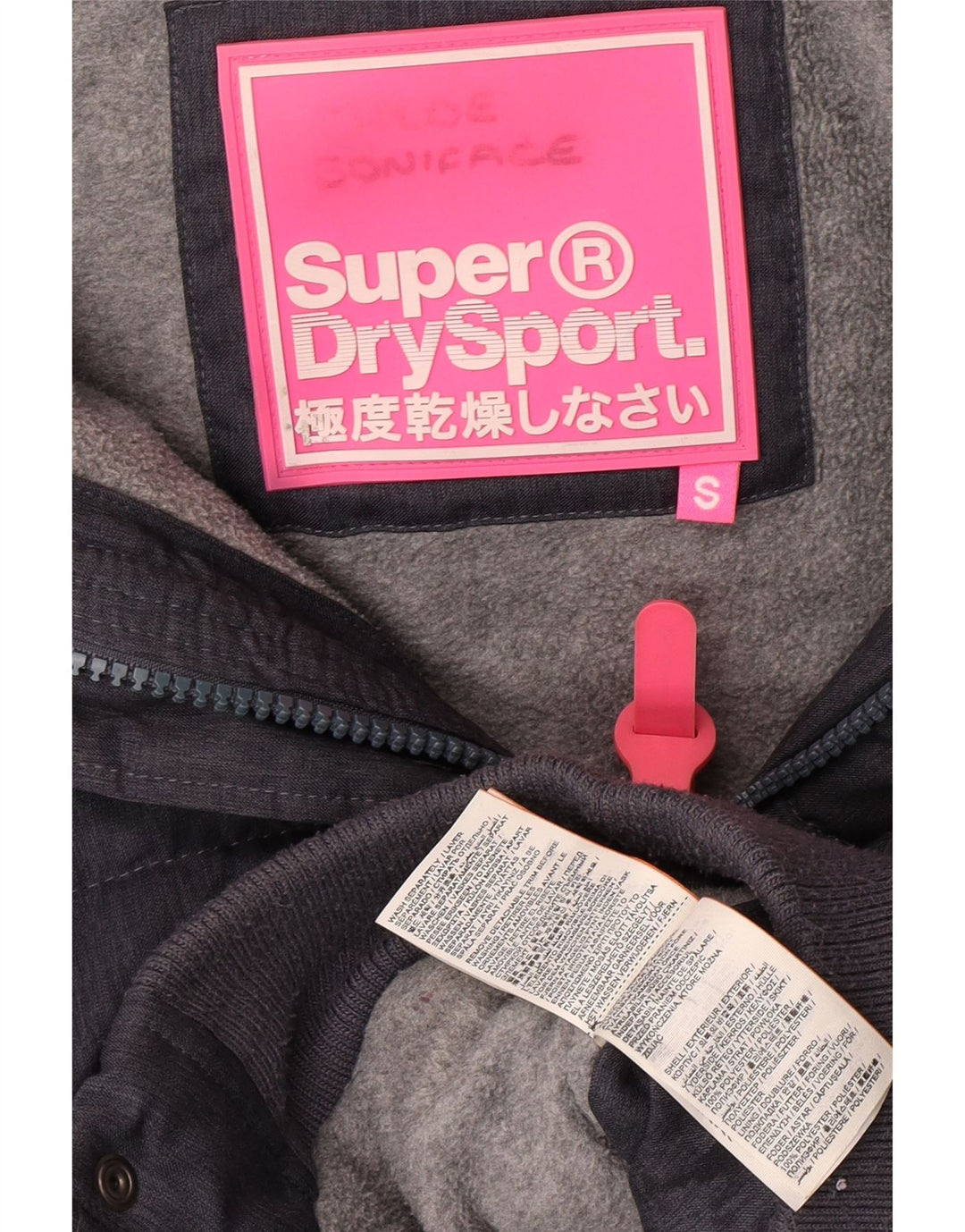 Superdry Bomber Polstret jakke med hætte til kvinder UK 8 lille grå polyester