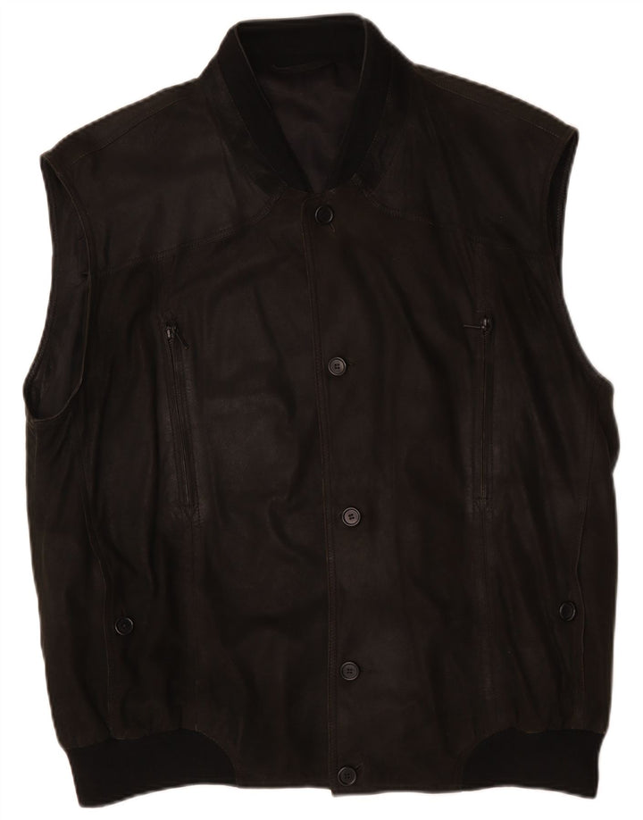 Striwa Herre Læder Gilet IT 58 4XL Sort Læder