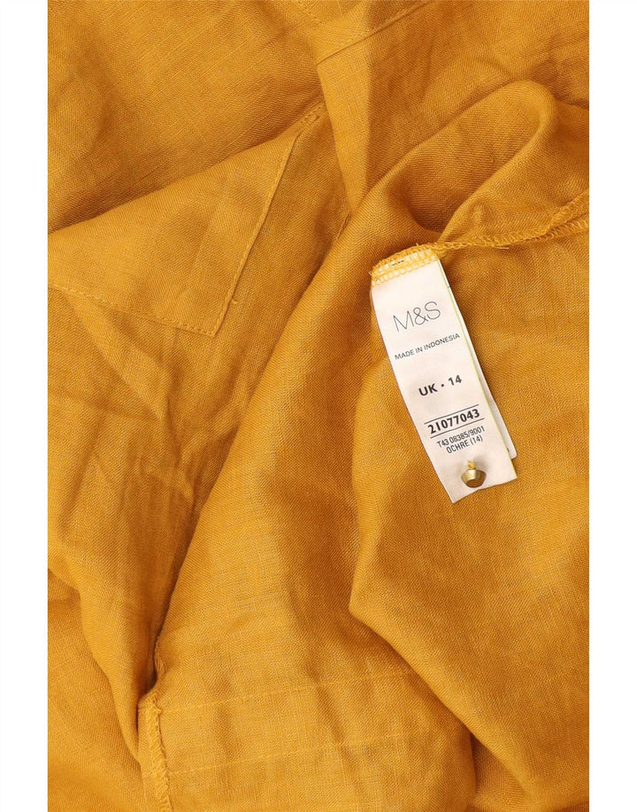 Marks & Spencer Damebluse Top UK 14 Large Yellow Linen
