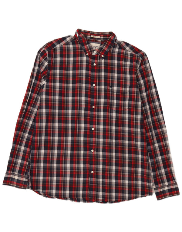 Wrangler Herre Flanelskjorte XL Rød Plaid Bomuld