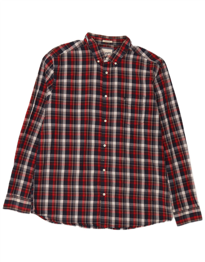 Wrangler Herre Flanelskjorte XL Rød Plaid Bomuld