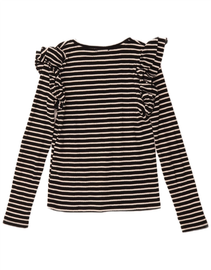 Zara Dametop Langærmet UK 12 Medium Sort Stribet