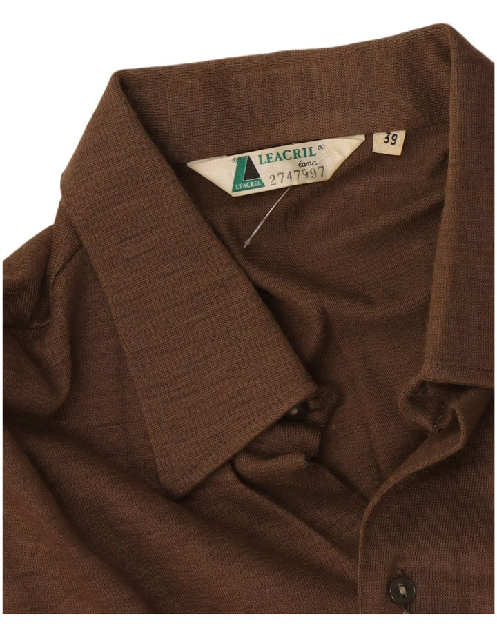 Vintage herreskjorte str. 39 Medium brun uld