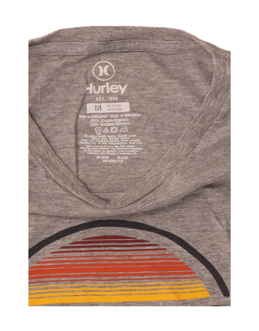 Hurley Herre grafisk T-shirt top mellemgrå bomuld