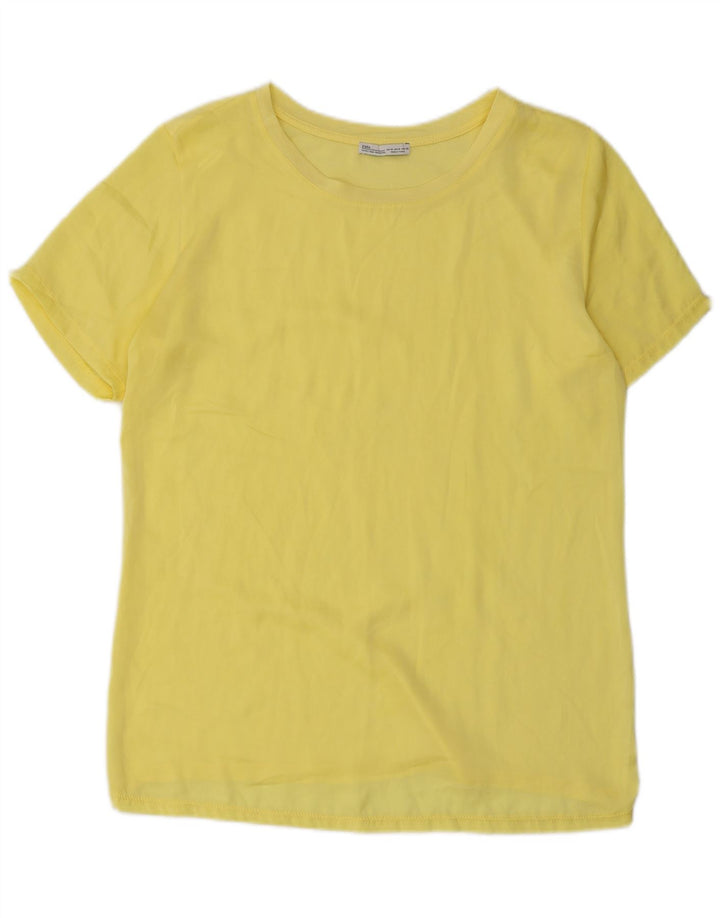 ZARA Womens T-Shirt Top UK 14 Medium Yellow