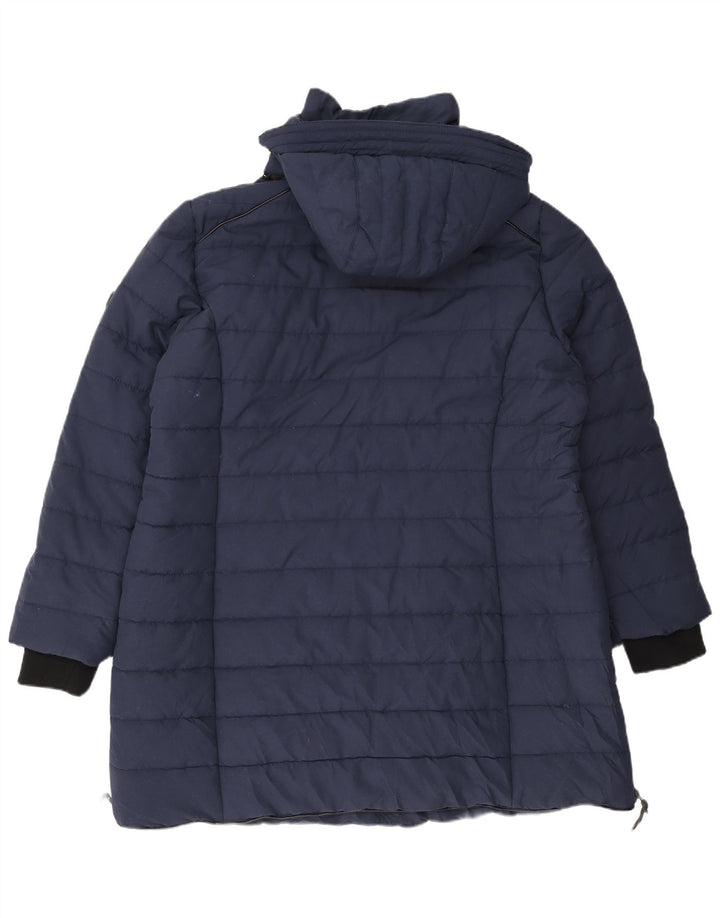 Alpenblitz Dame Hætte Polstret Frakke UK 24 4XL Navy Blue Polyester