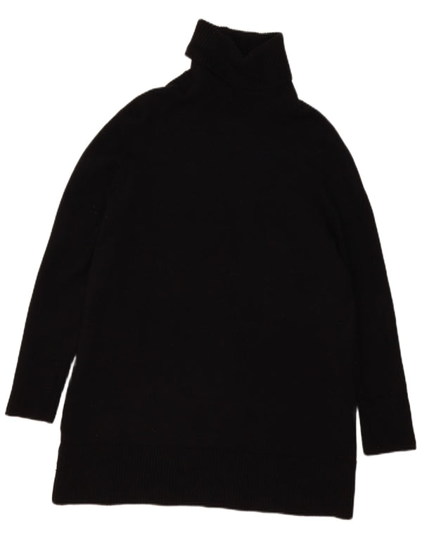 Zara Dame Oversized Roll Neck Jumper Sweater UK 10 Small Black Viscose