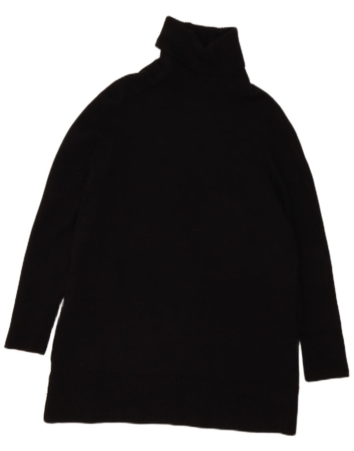 Zara Dame Oversized Roll Neck Jumper Sweater UK 10 Small Black Viscose