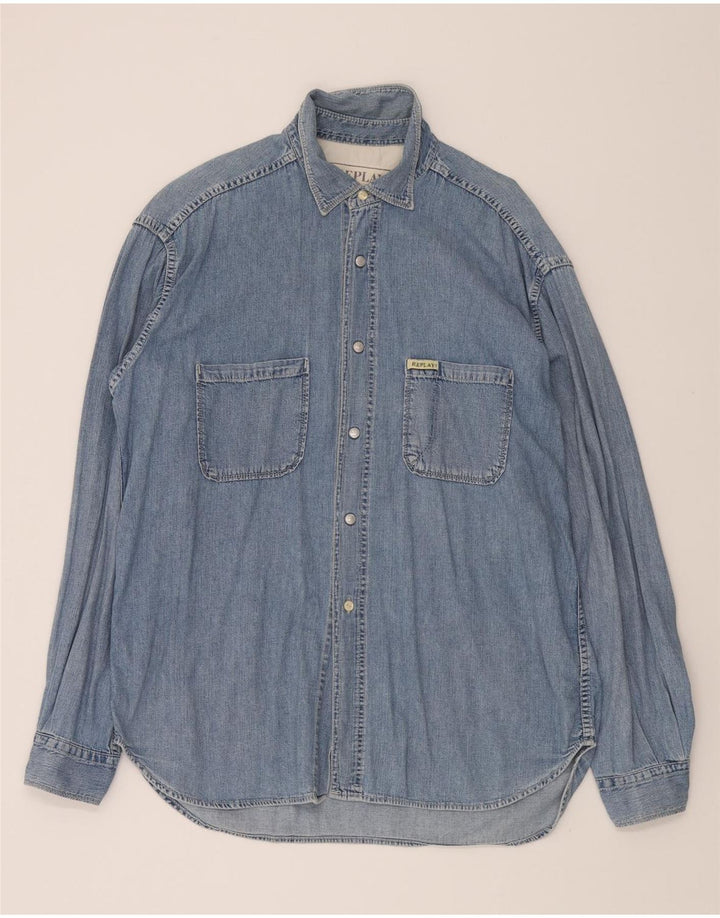 REPLAY Mens Denim Shirt Large Blue Vintage Replay and Second-Hand Replay from Messina Hembry 