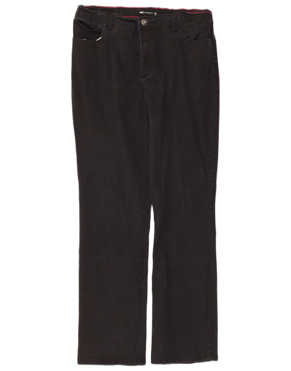 Lee Womens Straight Casual Trousers US 12 Large W34 L30 Black Cotton