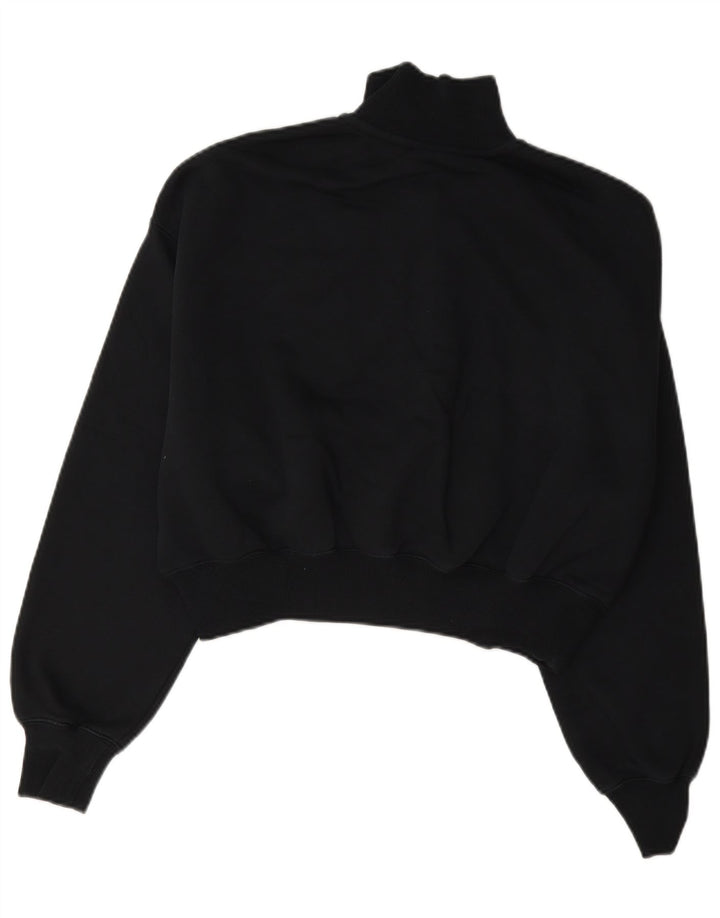 Nike Womens Oversized Crop Zip Neck Sweatshirt Jumper UK 10 Small Black