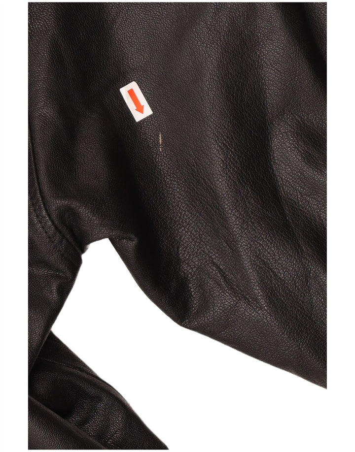 VINTAGE læderfrakke til kvinder UK 18 XL sort læder