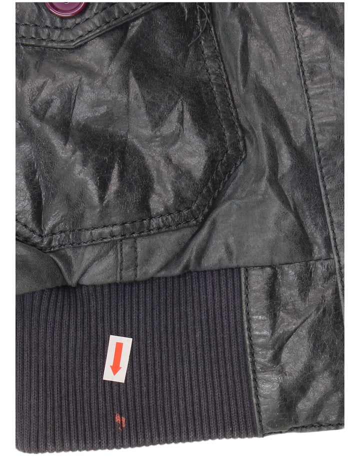 Vintage dame bomber læderjakke IT 46 Stor marineblå læder