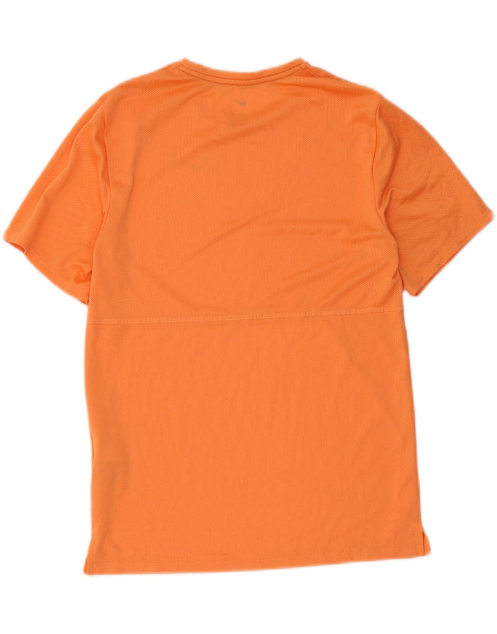 Nike Dame Dri Fit T-Shirt Top UK 10 Small Orange Polyester