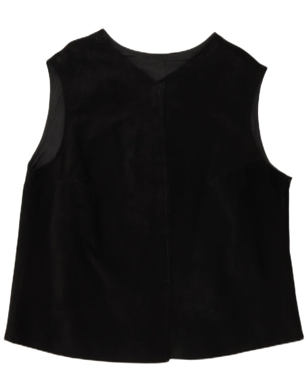 Vintage dame ruskind vest UK 22 3XL Sort