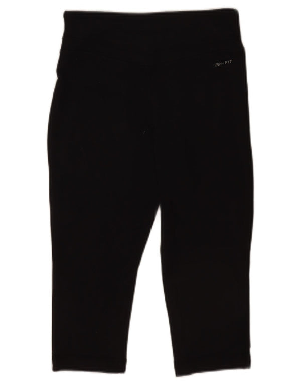Nike Dame Dri Fit Capri Leggings UK 4 XS Sort Nylon