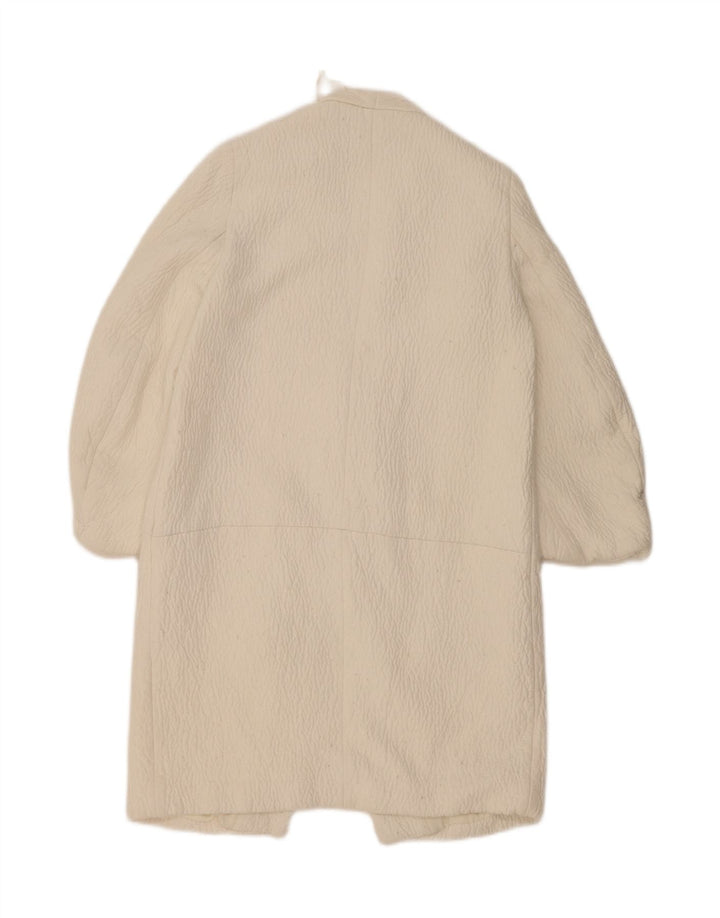 Zara Dame Overfrakke UK 14 Medium Off White Polyester
