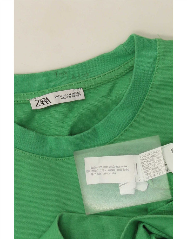 Zara Herre T-Shirt Top Medium Grøn Bomuld
