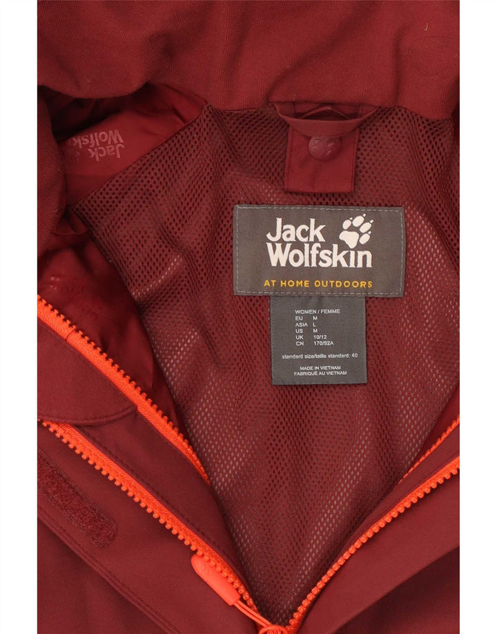 Jack Wolfskin Dame Regnjakke UK 10/12 Medium Burgundy Colourblock