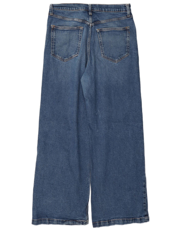 Gap kvinders højtaljede brede ben jeans US 10 Large W30 L30 blå bomuld