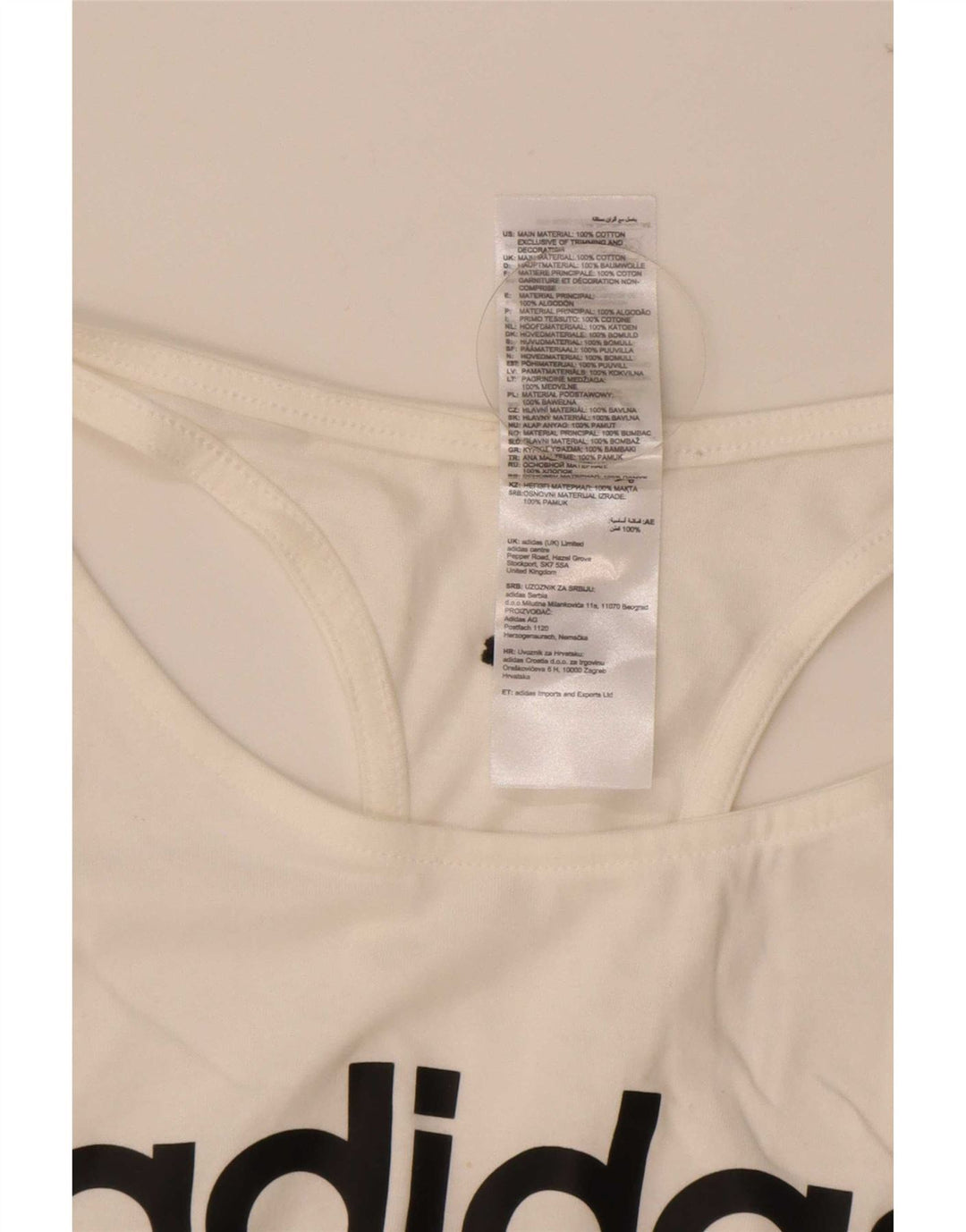 Adidas Dame Grafisk Vest Top UK 12/14 Medium White Bomuld